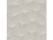 Metalická zlatobéžová vliesová tapeta, matné obrysy listů Ginkga 347749, City Chic, Origin 