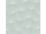 Metalická zelená vliesová tapeta, matné obrysy listů Ginkga 347748, City Chic, Origin 