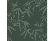 Tmavě zelená vliesová tapeta, metalické listy bambusu 347738, City Chic, Origin 