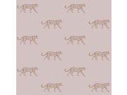 Starorůžová vliesová tapeta s metalickými leopardy 347729, City Chic, Origin 