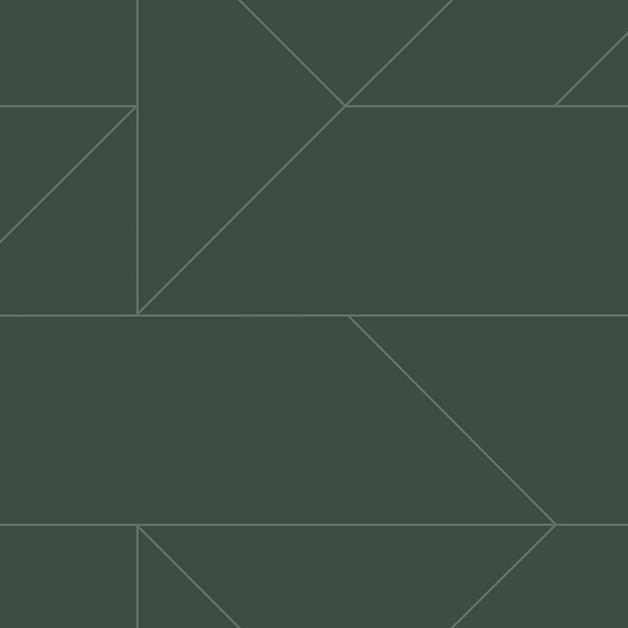 Tmavě zelená geometrická vliesová tapeta, metalické linie 347728, City Chic, Origin - Tapety na zeď
