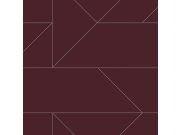 Vínová geometrická vliesová tapeta, stříbrné linie 347727, City Chic, Origin 