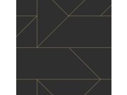 Černá geometrická vliesová tapeta, zlaté linie 347726, City Chic, Origin 