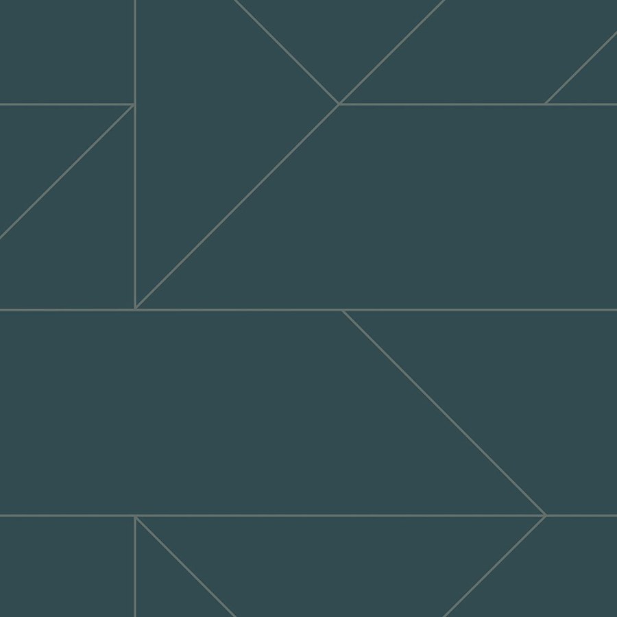 Modrá geometrická vliesová tapeta, metalické linie 347725, City Chic, Origin 