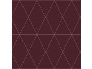 Vínová vliesová tapeta, stříbrné obrysy trojúhelníků 347718, City Chic, Origin 