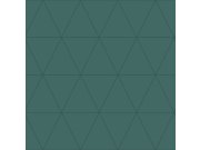 Zelená vliesová tapeta, metalické obrysy trojúhelníků 347717, City Chic, Origin