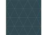 Modrá vliesová tapeta, metalické obrysy trojúhelníků 347715, City Chic, Origin 