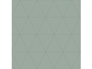 Zelená vliesová tapeta, metalické obrysy trojúhelníků 347714, City Chic, Origin
