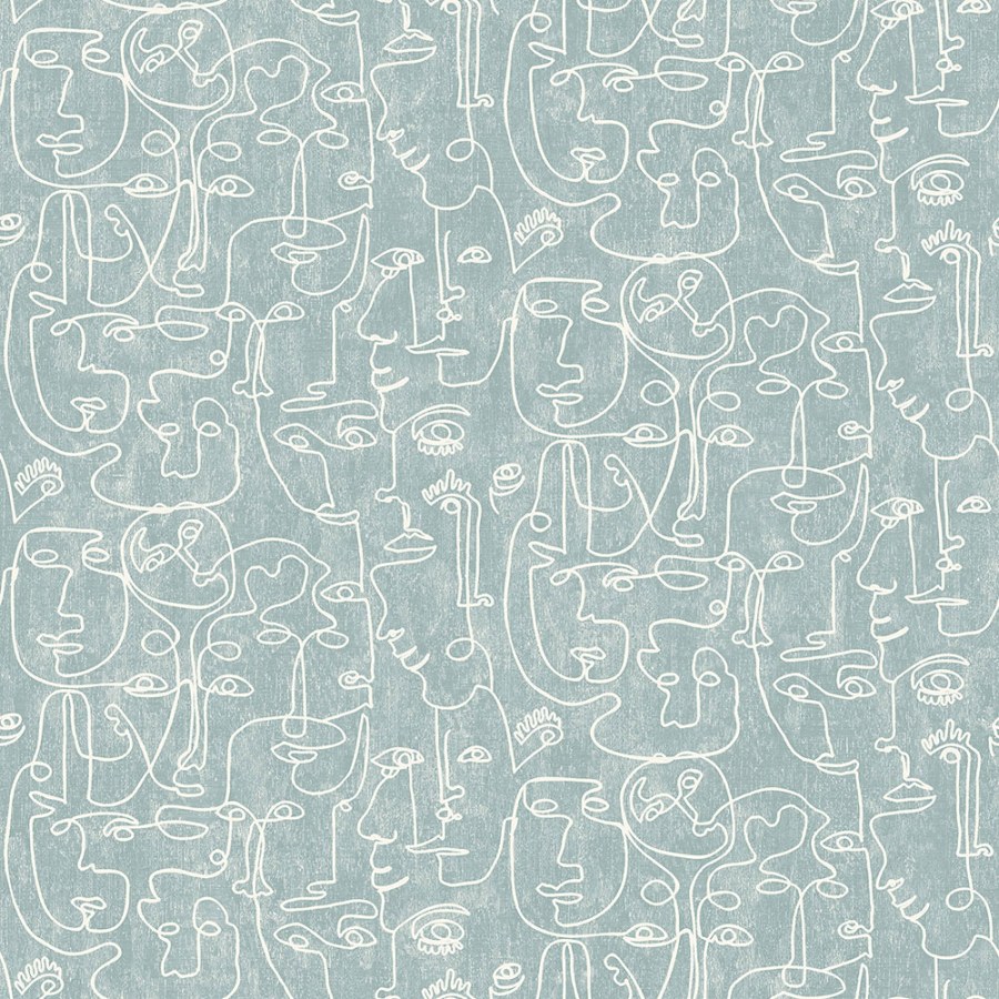 Vliesová grafická tyrkysová tapeta - tváře, obličeje M41204, 241204, Arty, Vavex - Vliesové tapety