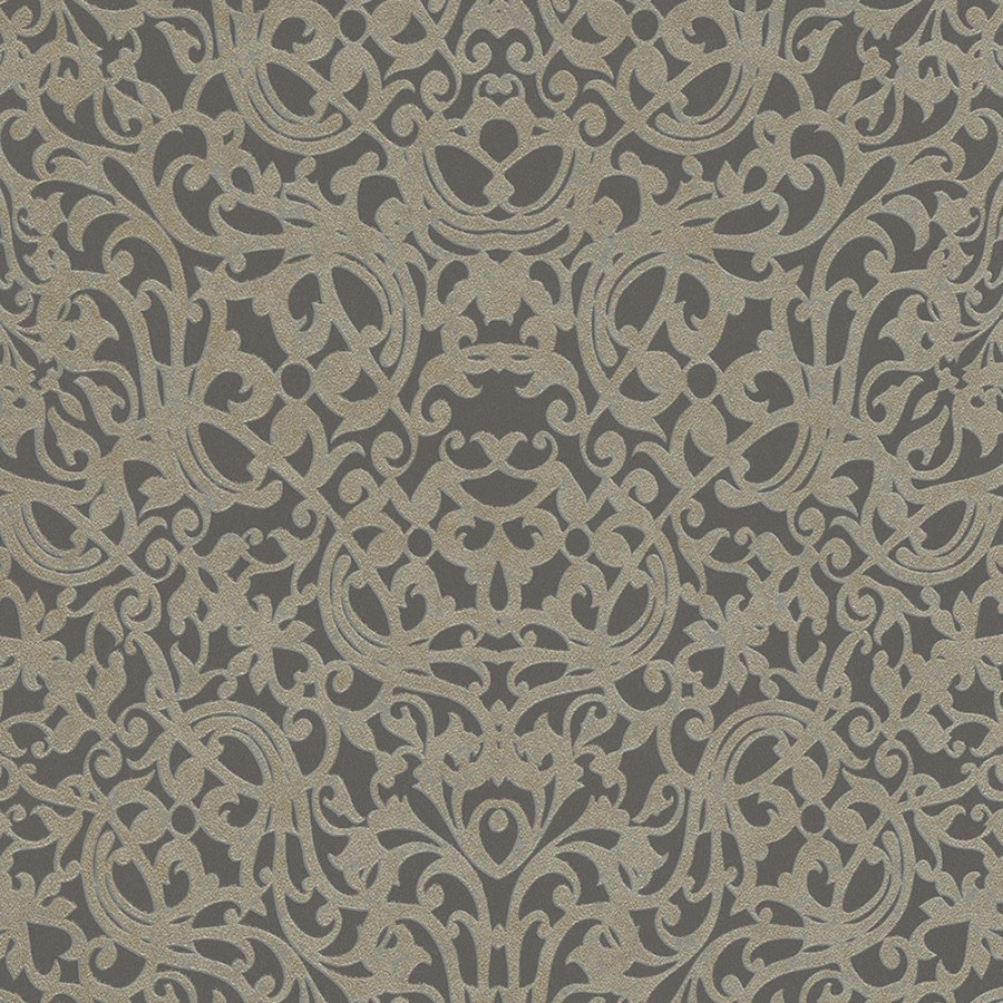 Hnědá vliesová tapeta se zlatobéžovými ornamenty 382504, Stature, Eijffinger - Tapety na zeď