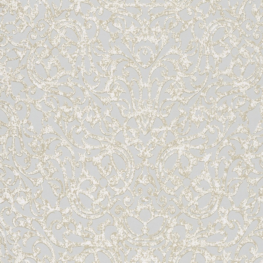 Šedá vliesová tapeta s bílozlatými ornamenty 382501, Stature, Eijffinger - Tapety na zeď