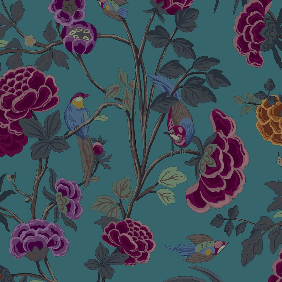 Vliesová květinová tapeta s ptáčky DA23243, Daimon, Decoprint - Tapety na zeď