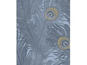 Vliesová tapeta na zeď, modrá, paví pera, NHW1046, Perla, Decoprint