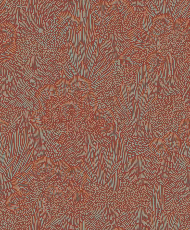Tyrkysovo-červená vliesová tapeta na zeď, krajina, stromy, BA26063, Brazil, Decoprint - Vliesové tapety