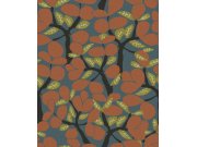 Modro-oranžová vliesová tapeta na zeď, větvičky, stromy, BA26053, Brazil, Decoprint