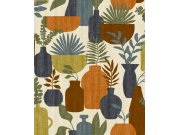 Retro vliesová tapeta na zeď, vázy s rostlinami, BA26042, Brazil, Decoprint