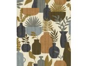 Retro vliesová tapeta na zeď, vázy s rostlinami, BA26041, Brazil, Decoprint