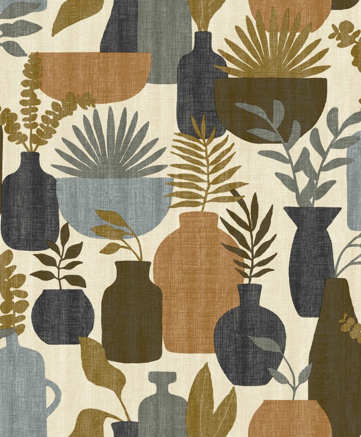 Tapety Yara - Tapety dle materiálu - Vliesové tapety - Retro vliesová tapeta na zeď, vázy s rostlinami, BA26041, Brazil, Decoprint Retro vliesová tapeta na zeď, vázy s rostlinami, BA26041, Brazil, Decoprint - Vliesové tapety