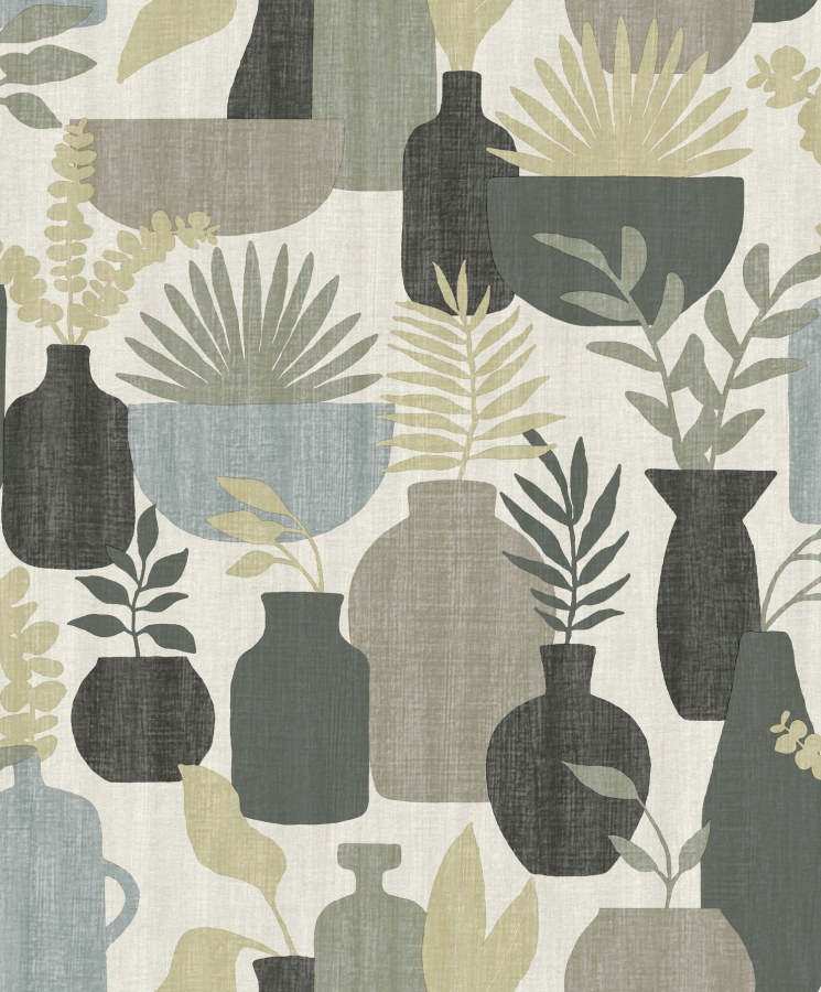 Retro vliesová tapeta na zeď, vázy s rostlinami, BA26040, Brazil, Decoprint - Vliesové tapety