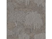 Šedo-stříbrná vliesová tapeta na zeď, stromy, listy, AL26265, Allure, Decoprint