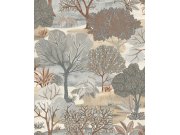 Šedo-hnědá vliesová tapeta na zeď, stromy, AL26251, Allure, Decoprint