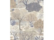 Tapety Yara Tapety dle materiálu Vliesové tapety - Modro-béžová vliesová tapeta na zeď, stromy, AL26250, Allure, Decoprint Modro-béžová vliesová tapeta na zeď, stromy, AL26250, Allure, Decoprint