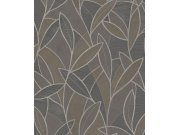 Šedo-hnědá vliesová tapeta s listy, AL26234, Allure, Decoprint
