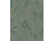Zeleno-zlatá vliesová tapeta s listy, AL26233, Allure, Decoprint