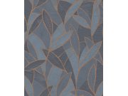 Modro-bronzová vliesová tapeta s listy, AL26232, Allure, Decoprint
