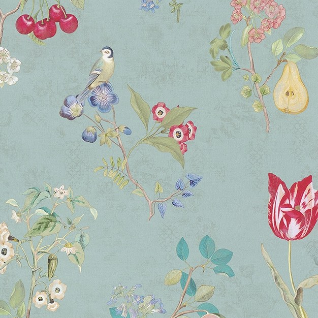 Vliesová tapeta s květinami a ptáčky 375022, Pip Studio 4, Eijffinger - Vliesové tapety