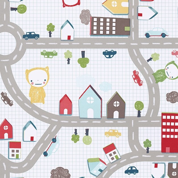 Tapety Yara - Tapety na zeď - Dětská vliesová tapeta na zeď, auta, silnice, domečky 354022, Tout Petit, Eijffinger Dětská vliesová tapeta na zeď, auta, silnice, domečky 354022, Tout Petit, Eijffinger - Tapety na zeď