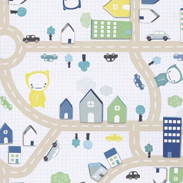 Tapety Yara - Tapety na zeď - Dětská vliesová tapeta na zeď, auta, silnice, domečky 354021, Tout Petit, Eijffinger Dětská vliesová tapeta na zeď, auta, silnice, domečky 354021, Tout Petit, Eijffinger - Tapety na zeď