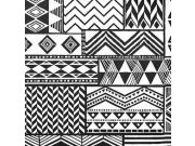 Černobílá vliesová tapeta s etno vzory 356121, Black&Light,Eijffinger
