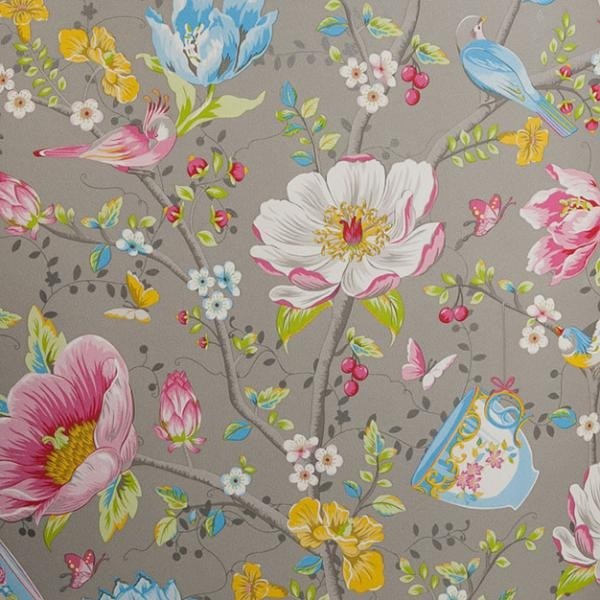 Vliesová tapeta s ptáčky a květinami 341004, Pip, Eijffinger - Tapety na zeď