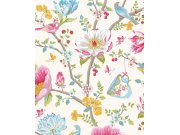 Vliesová tapeta s květinami a ptáčky, krémová, 341000, Pip, Eijffinger