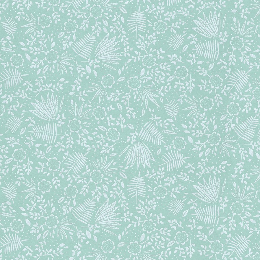Tyrkysová vliesová tapeta s květinami a listy 383542, Rice 2, Eijffinger