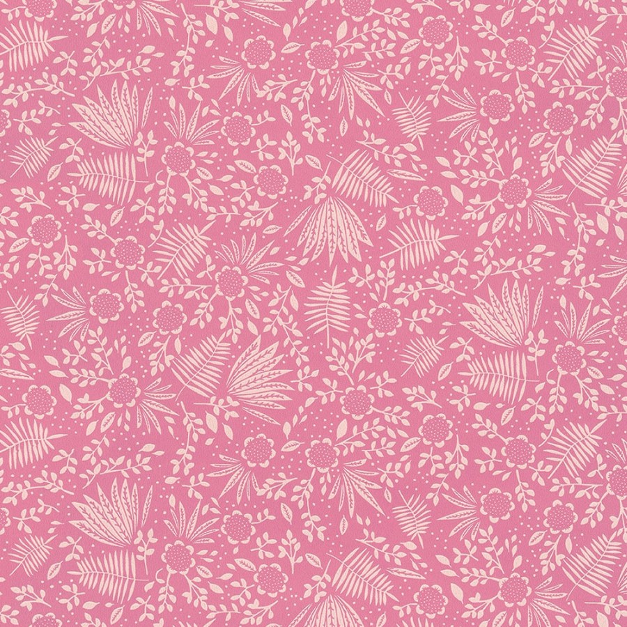 Tapety Yara - Tapety na zeď - Růžová vliesová tapeta s květinami a listy 383541, Rice 2, Eijffinger Růžová vliesová tapeta s květinami a listy 383541, Rice 2, Eijffinger - Tapety na zeď