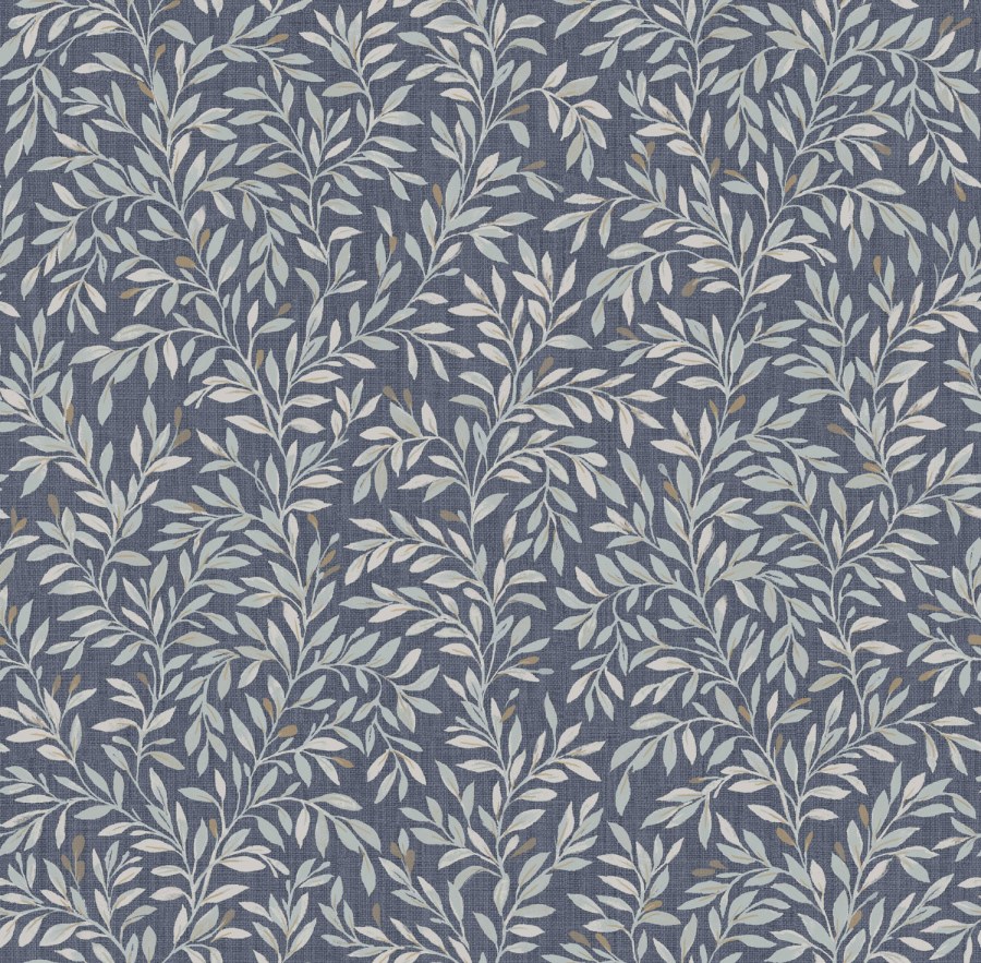 Modrá vliesová tapeta s větvičkami, listy, 120203, Next Modrá vliesová tapeta s větvičkami, listy, 120203, Next