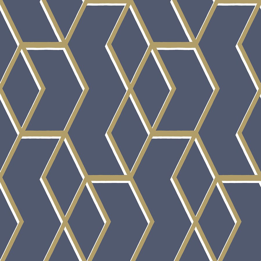 Modrá vliesová tapeta se zlatým geometrickým vzorem 104735, Formation, Graham & Brown - Vliesové tapety