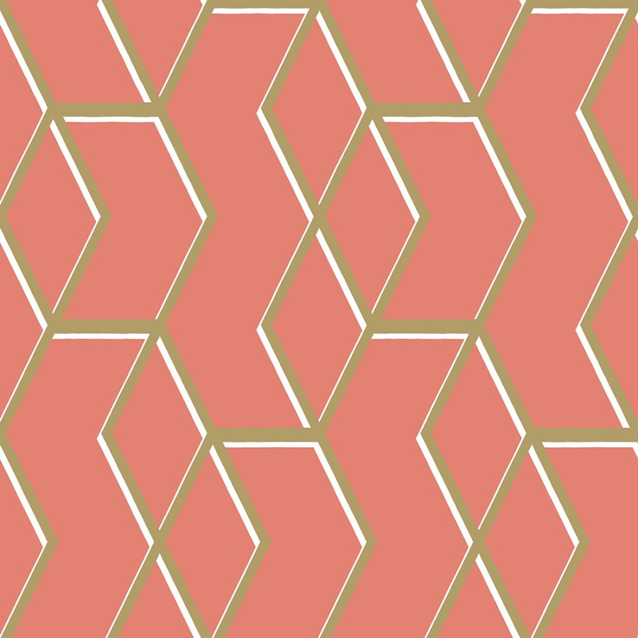 Korálová vliesová tapeta, zlatý geometrický vzor 104736, Formation, Graham & Brown - Vliesové tapety