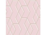 Růžová vliesová tapeta, zlatý geometrický vzor 105910, Formation, Graham & Brown