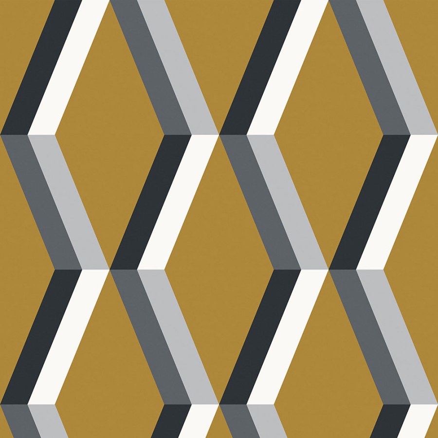 Geometrická vliesová žlutá retro tapeta na zeď 113948, Formation, Graham & Brown - Vliesové tapety