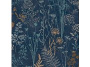 Tapety Yara Tapety dle materiálu Vliesové tapety - Modrá vliesová tapeta na zeď, květiny, listy, 120719, Zen, Superfresco Easy Modrá vliesová tapeta na zeď, květiny, listy, 120719, Zen, Superfresco Easy