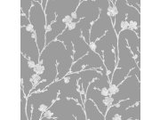 Tapety Yara Tapety dle materiálu Vliesové tapety - Šedá vliesová tapeta na zeď, stříbrné větvičky 103525, Reclaim, Graham&Brown Šedá vliesová tapeta na zeď, stříbrné větvičky 103525, Reclaim, Graham&Brown