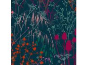 Modrá vliesová tapeta na zeď, trávy, listy, 120395, Wiltshire Meadow, Clarissa Hulse