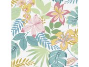 Tapety Yara Tapety dle materiálu Vliesové tapety - Šedo-bílá vliesová tapeta s exotickými květinami a listy, 118732, Envy Šedo-bílá vliesová tapeta s exotickými květinami a listy, 118732, Envy