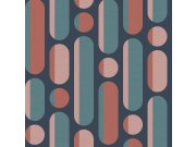 Modrá geometrická vliesová retro tapeta na zeď, 118611, Envy