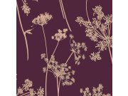 Vínová vliesová tapeta na zeď, květiny, tráva 105579, Reclaim, Graham&Brown