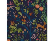 Modrá vliesová tapeta na zeď, květiny, větvičky, ptáci, zvířata, 120872, Joules, Graham&Brown