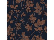 Modro-bronzová vliesová tapeta větvičky, listy 113944, Reclaim, Graham&Brown